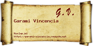 Garami Vincencia névjegykártya